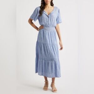 Rails Cannes Stripe Linen Blend Dress SizeXL